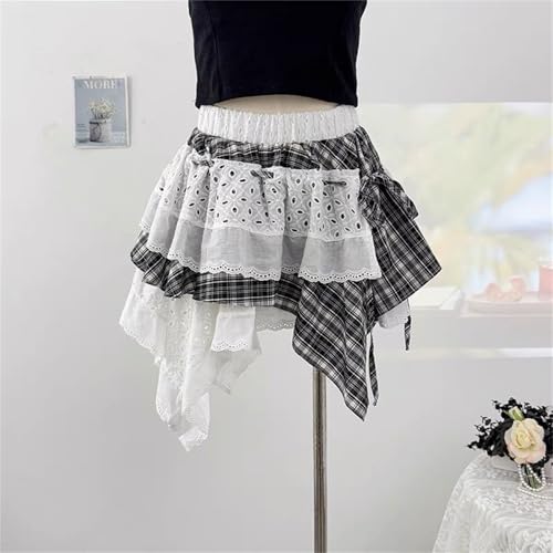 OIUYUE] レース ミニスカート レディース フリル フレア